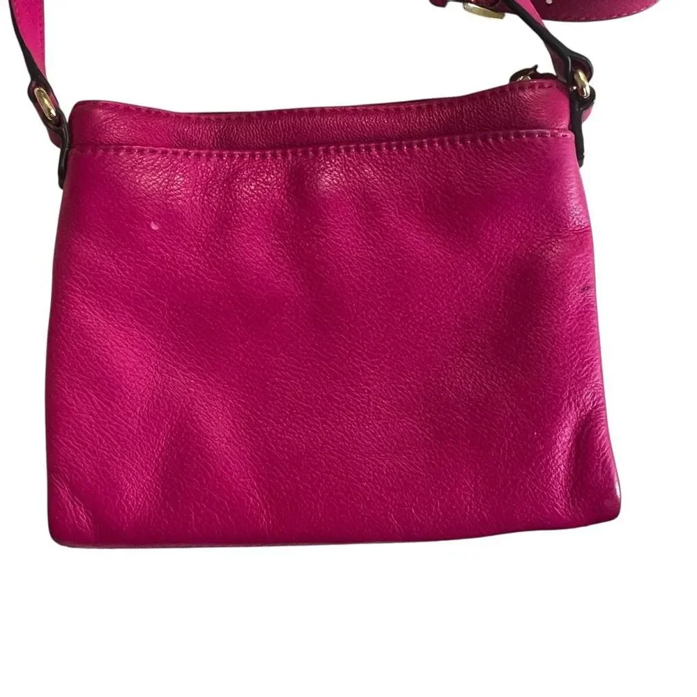 Michael Kors Jet Set Pink Leather Crossbody Bag Gold Logo Small Wallet Purse